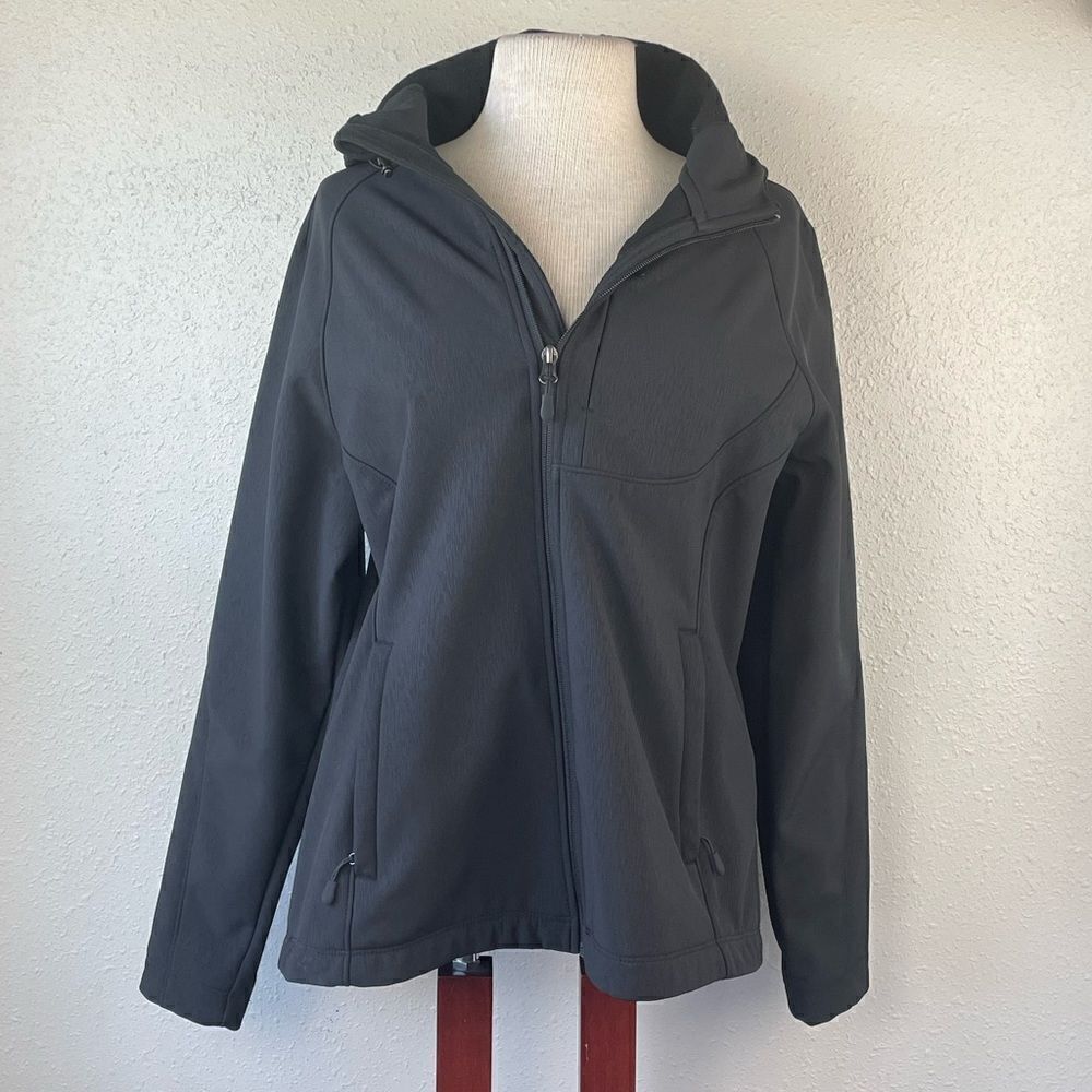 Kirkland Black Hooded Full Zip Jacket Size L EUC